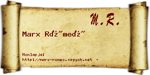 Marx Rómeó névjegykártya